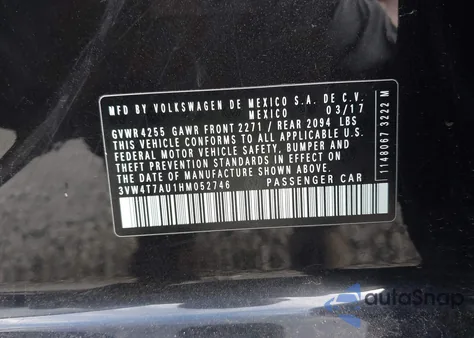 2017 Volkswagen Golf Gti Autobahn 4-Door/S 4-Door/Se 4-Door/Sport 4-Door из США, поврежденный, VIN 3VW4T7AU1HM052746